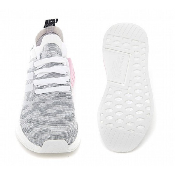 Billig Adidas NMD R2 Primeknit Damen Weiß Laufschuhe Auslauf