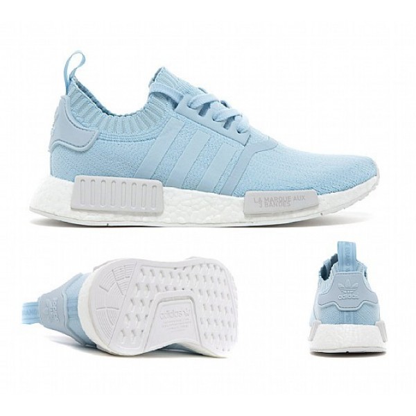 Billig Adidas NMD R1 Primeknit Damen Blau Laufschuhe Verkauf