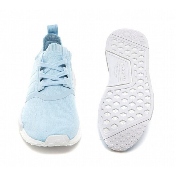 Billig Adidas NMD R1 Primeknit Damen Blau Laufschuhe Verkauf