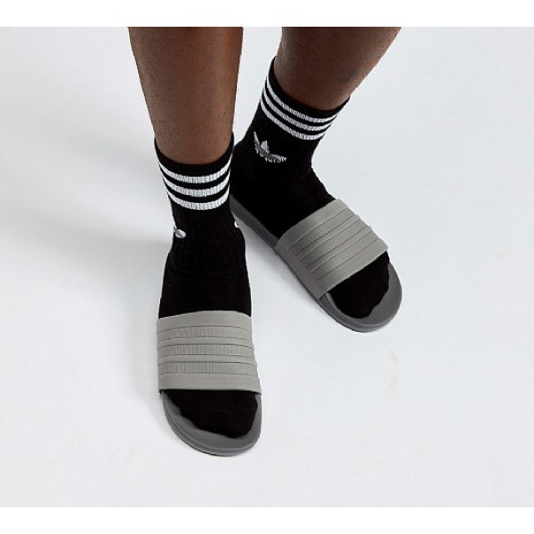Günstig Adidas Adilette Cloudfoam Pluss Herren Grau Sandalen Verkauf