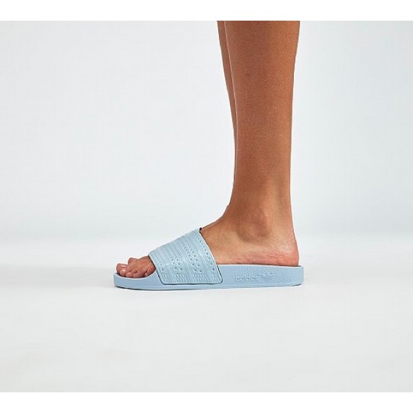 Neue Adidas Adilette Pastel Damen Blau Sandalen Online