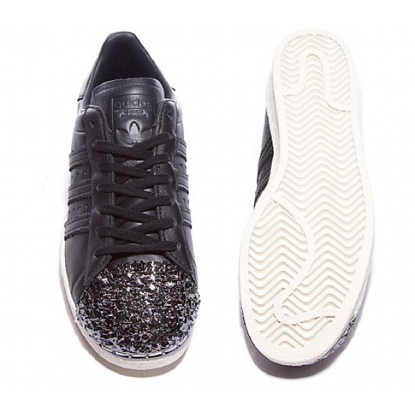 Neue Adidas 80's 3D Metal Shell Toe Damen Schwarz Turnschuhe Verkauf